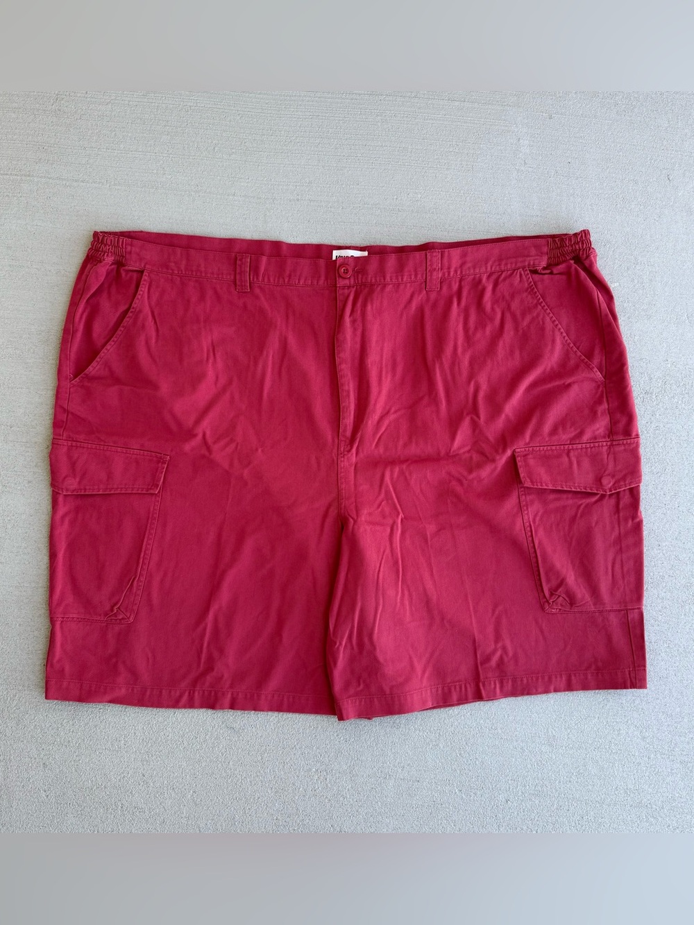 KingSize Men’s 100% Cotton Red Cargo Shorts Size 63 Big Pockets Stretch Waist